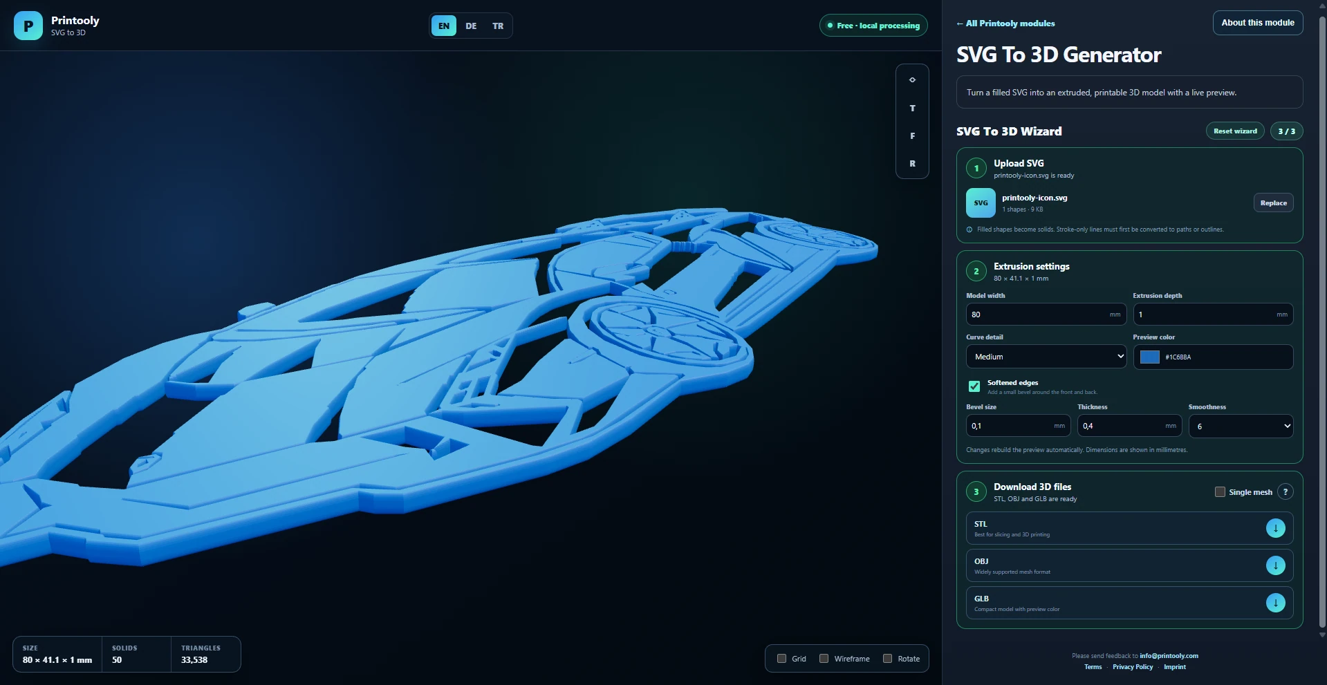 Ein Sportwagen-SVG als 3D-Relief